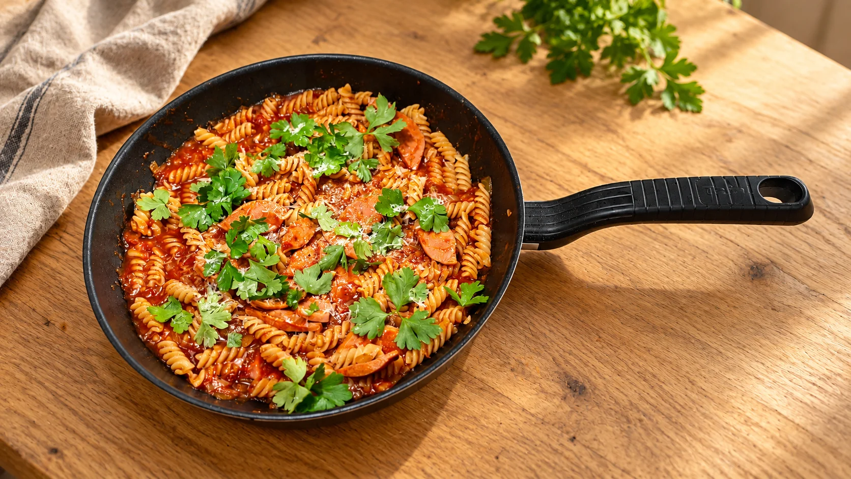 Pizzafalukorv med pasta